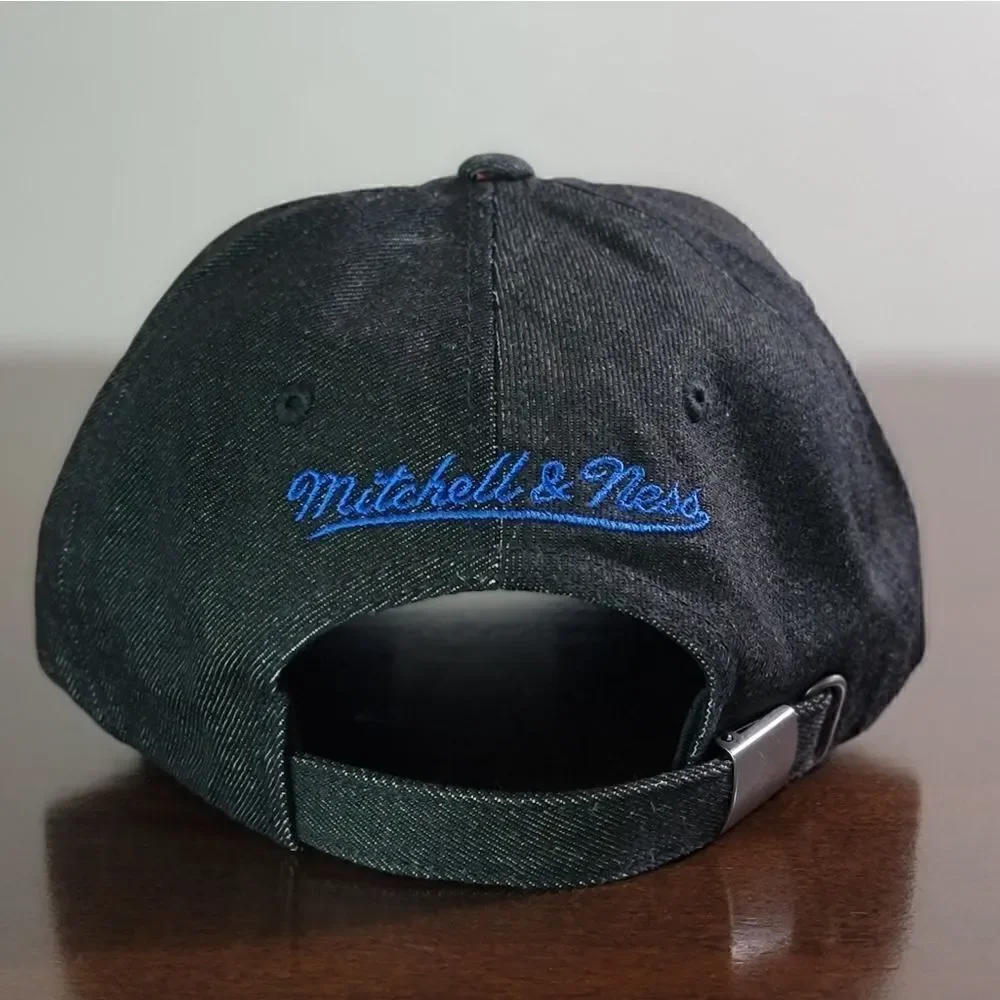 NBA Golden State Warriors Mitchell & Ness Black Denim Dad Hat Cap Curry Klay New